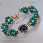 دستبند فیروزه با نگین چشمی | JCHK-6909