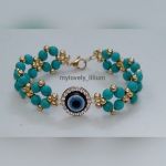 دستبند فیروزه با نگین چشمی | JCHK-6909