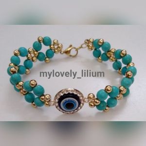 دستبند فیروزه با نگین چشمی | JCHK-6909