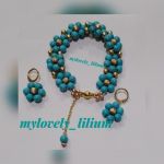 دستبند و گوشواره فیروزه طرح گل | JCHK-6910