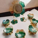 ست هفتسین رزینی کار شده با ورق طلا | JCHK-6944