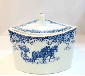 قندان چینی طرح آبی  | JCHK-7562