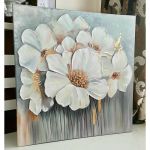 تابلو نقاشی گل برجسته طوسی و طلایی ابعاد ۱۰۰×۱۰۰ سانت | JCHK-7635