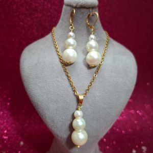 نیم ست استیل مروارید سه تایی | JCHK-11938