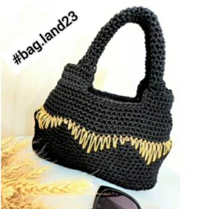 کیف دستبافت مکرومه .رافیا و کاموا