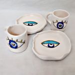 فنجان سرامیکی مجموعه دوعددی طرح چشم نظر | JCHK-8552