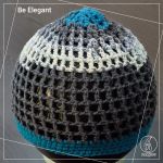 کلاه قلاب بافی توری باتیک خاکستری و آبی و سفید | JCHK-8790