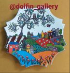 دیوارکوب سفالی با طرح خانه های رنگین1 | JCHK-2252