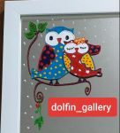 آینه ی نقاشی و نقطه کوبی شده با طرح جغدهای عاشق | JCHK-2261