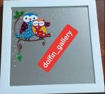 آینه ی نقاشی و نقطه کوبی شده با طرح جغدهای عاشق | JCHK-2261