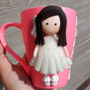 ماگ عروسکی دختر مو مشکی | JCHK-1259