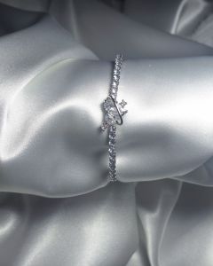 دستبند تیتانیوم قلب کریستالی | JCHK-10364