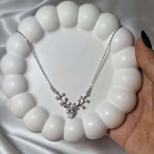 گردنبند استیل گوزن کریستال | JCHK-10547