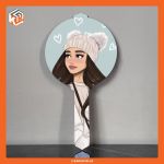 آینه دستی چوبی با چاپ طرح دلخواه ( ارسال رایگان) | JCHK-10769