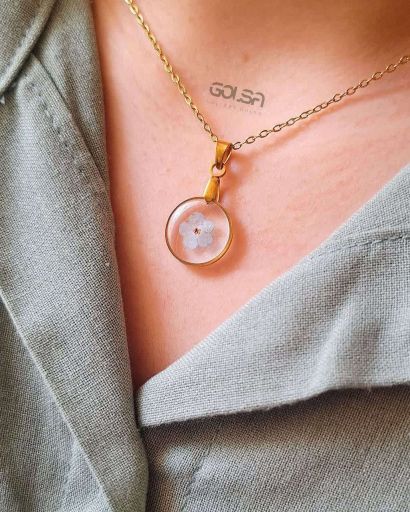 گردنبند رزینی گل خشک (فراموشم نکن) | JCHK-10874