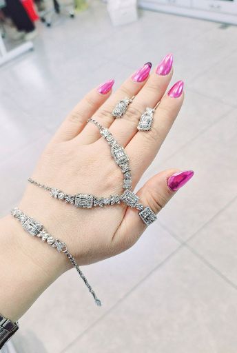 سرویس تراش نقره ۹۲۵ عیار کپی طلا سفید  | JCHK-11624