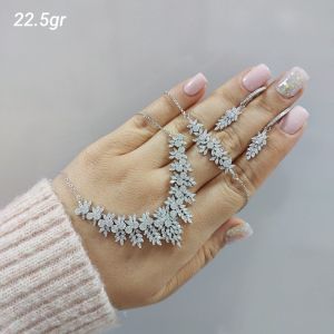 سرویس جواهر کپی طلا سفید نقره ۹۲۵ عیار | JCHK-11680