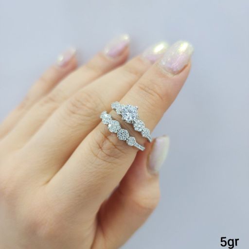 حلقه پشت حلقه جواهر نقره ۹۲۵ عیار  | JCHK-12322