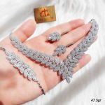 سرویس جواهر نقره ۹۲۵ عیار مشابه طلا سفید  | JCHK-13050