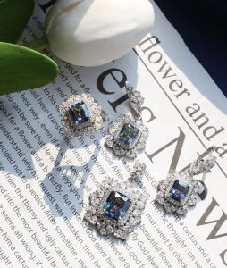 نیمست لوکس و جواهری نقره ۹۲۵ عیار (بدون زنجیر) | JCHK-13065