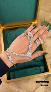 ست سرویس و انگشتر عروس جواهری مارکیز کپی طلا سفید  | JCHK-14230