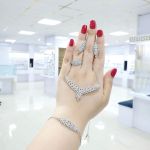 سرویس زنجیری نقره 925 عیار مشابه طلا سفید | JCHK-4966