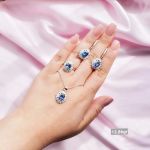 نیمست نقره 925 عیار کپی طلا سفید (بدون زنجیر) | JCHK-5114