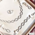 سرویس نقره 925 عیار با نگین های جواهری کپی طلا سفید | JCHK-5137