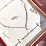 سرویس نقره 925 عیار کپی طلا سفید فول نگین | JCHK-5150