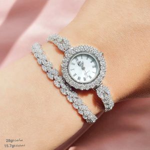 ست دستبند و ساعت برند gta نقره 925 عیار | JCHK-5191
