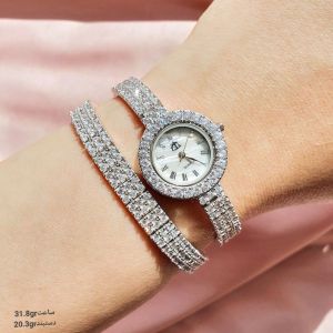 ست ساعت و دستبند نقره 925 عیار مارک gta | JCHK-5200