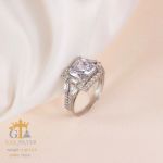 انگشتر نقره 925 عیار نگین برلیان و باگت | JCHK-5257