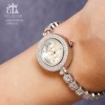 ساعت نقره925 عیار نگین جواهری کپی طلا | JCHK-5276