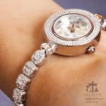 ساعت نقره925 عیار نگین جواهری کپی طلا | JCHK-5276
