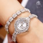 ست ساعت و دستبند میکرو نقره 925 عیار نگین برلیان | JCHK-5287