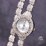 ست ساعت و دستبند میکرو نقره 925 عیار نگین برلیان | JCHK-5287