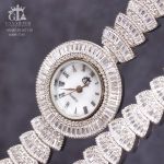 ساعت و دستبند نقره 925 عیار نگین برلیان و باگت | JCHK-5292