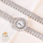 ساعت و دستبند نقره 925 عیار نگین برلیان و باگت | JCHK-5292