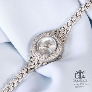 ساعت رودیوم نقره925 عیار نگین برلیان | JCHK-5297