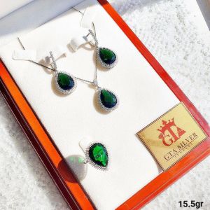 نیمست نقره (بدون زنجیر ) کپی طلا سفید نگین برلیان | JCHK-5414