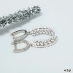 گوشواره نقره 925عیار مشابه طلا سفید نگین برلیان | JCHK-5513
