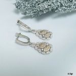 گوشواره نقره 925عیار مشابه طلا سفید نگین برلیان | JCHK-5513