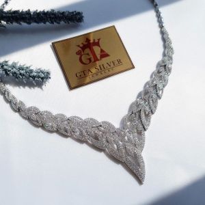 سرویس نقره مارسا طرح برگ نگین برلیان | JCHK-5535