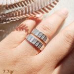 حلقه نامزدی نقره کپیطلا سفید | JCHK-5703