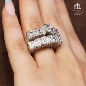 حلقه پشت حلقه جواهری نقره 925 عیار | JCHK-5749