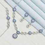 سرویس چشم نظر نقره 925 عیار کپی طلا سفید | JCHK-5813