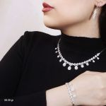سرویس مارسا نقره 925 عیار نگین برلیان کپی طلا سفید | JCHK-5890