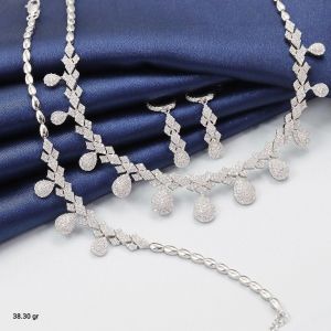 سرویس مارسا نقره 925 عیار نگین برلیان کپی طلا سفید | JCHK-5890