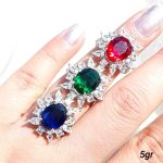 انگشتر جواهری نقره سنگ رنگی 925 عیار | JCHK-5951