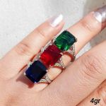انگشتر جواهری نقره سنگ رنگی 925 عیار | JCHK-5951